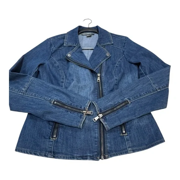 Kate & Mallory Women's Moto Denim Jacket Size Small - Picture 4 of 6